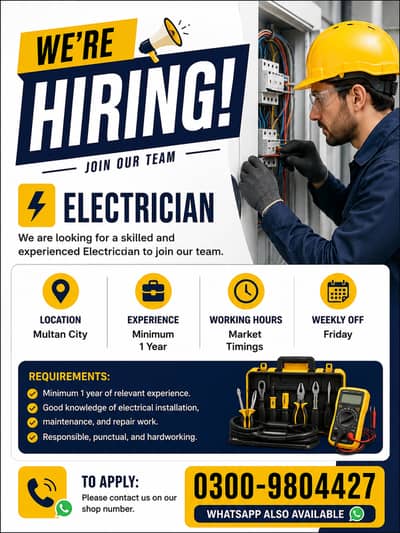 Need a professional electrician for customer service at our shop