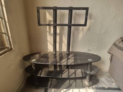 Glass LED TV Stand / Floor Mount TV Trolley (Without Wheels)