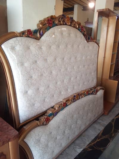 Golden wooden with white poshish bed