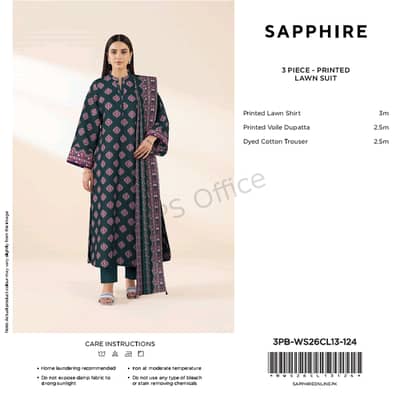 Sapphire Premium 3 Piece Printed Lawn Suit | Unstitched Summer Collec