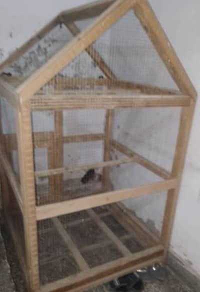 Birds hens cage of wood pinjra Large Size