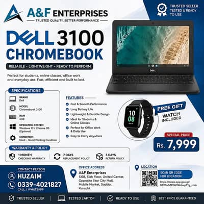 Dell Chromebook 3100 | 4GB RAM | Windows 10 | Warranty | Watch Free