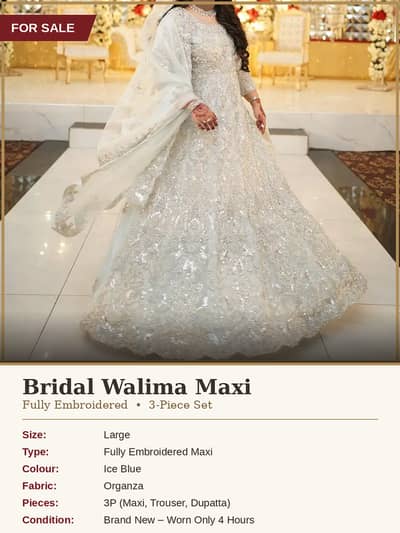 Walima Dress | Ice Blue Designer Walima Maxi (For Sale)
