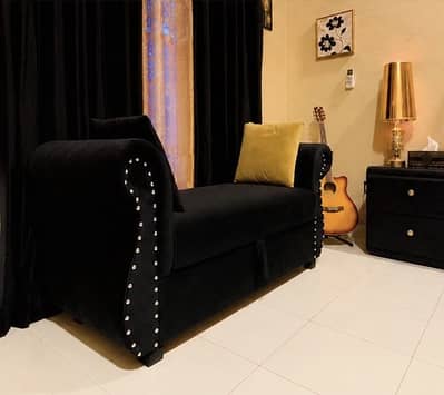 Sofa with Storage 3 seater | Black Velvet