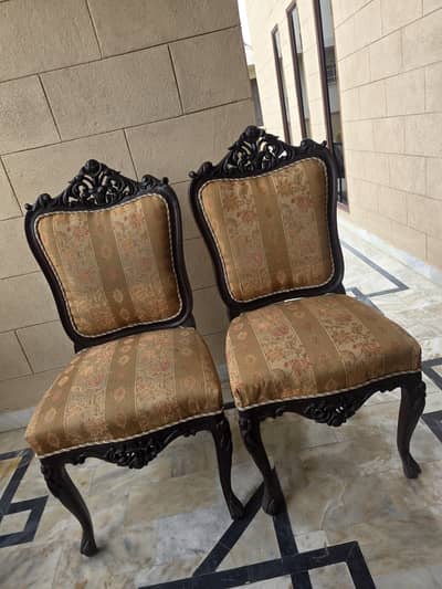 Pair of Solid Sheesham Wood Chairs. Perfectly Carved.