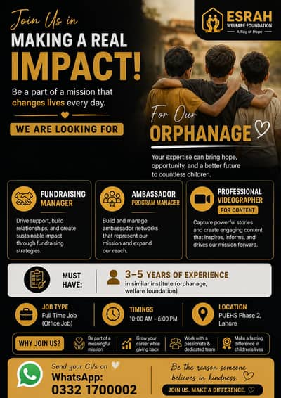 Team required for a Welfare Foundation