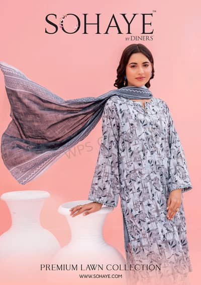 Sohaye by Diners Premium Lawn Printed 3 Piece Suit | Elegant Summer