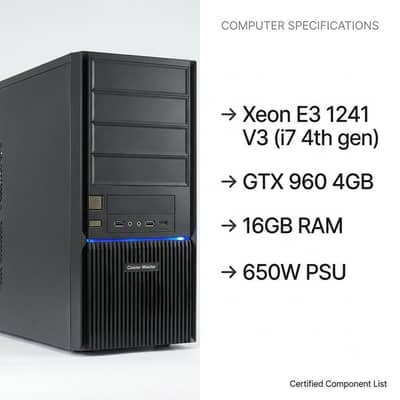 Premium Gaming Pc|Xeon E3 1242 V3(i74th) 16Gb samsung Gtx 960 4gb card