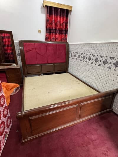 Wood bedroom set- bed + dressing table + sofa like new only 8month use
