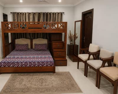 Kids triple bed full wooden shesham custom made full set