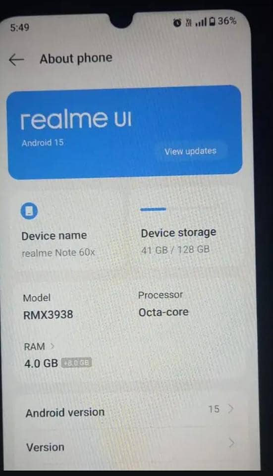 Realme Note 60x 0