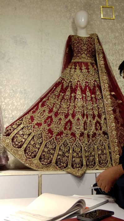 Luxury Maroon Heavy Embroidered Bridal Lehenga with Dupatta