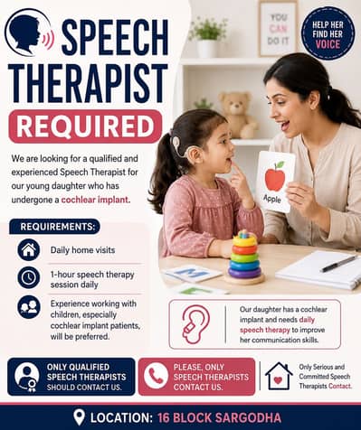 Speech Therapist Required