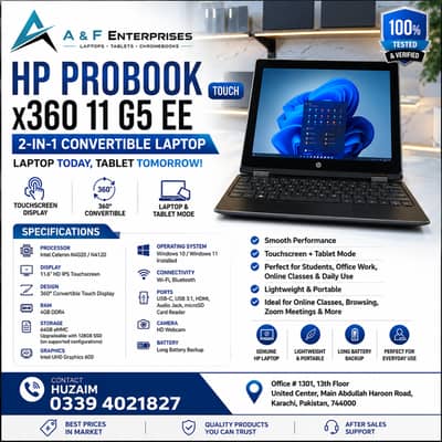HP ProBook x360 11 G5 EE Touch Laptop | 4GB RAM | Windows 11 |