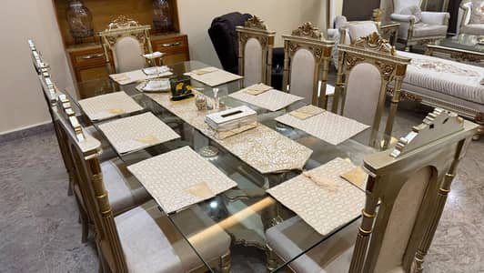 Luxury Chinioti 8 Seater Dining Table Set – Premium Solid Wood