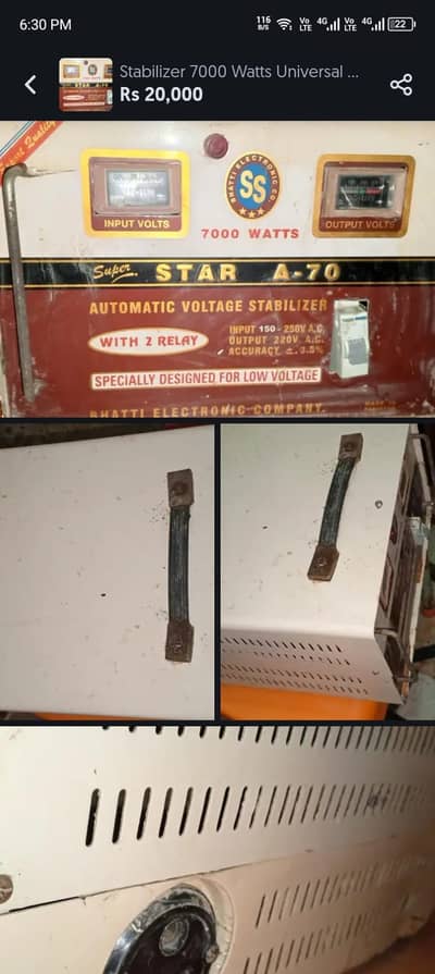 Stabilizer 7000 / 10000 Wats Universal A-70 / A-100 Voltage Heavy Duty