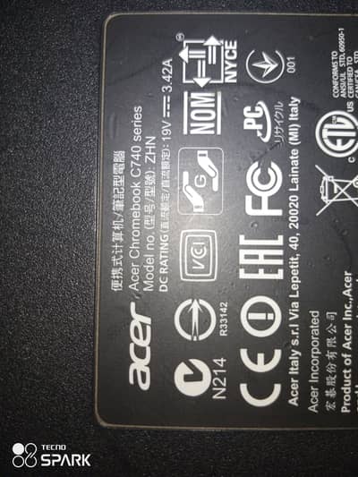 Acer c740 4gb 128 gb ssd m2 variant mint condition