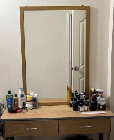 Wall Mounted Dressing Table with Large Mirror & 2 Drawers