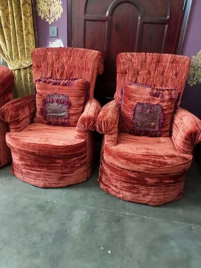 7 seated sofa, stools and curtains