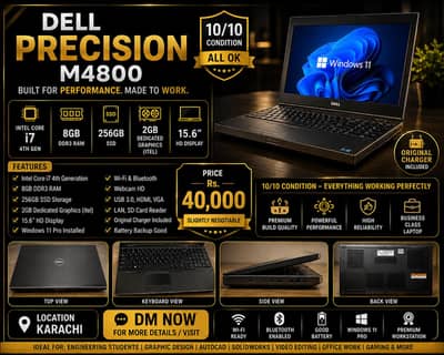 Dell Precision M4800 Core i7 4th Gen | 8GB/256GB | 2GB Graphic Card