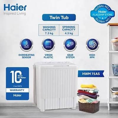HAIER 75AS TWIN WASHING MACHINE BOX PACK