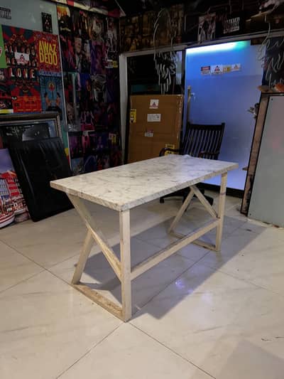 Modern Marble Top Office Desk, Study Table, Computer Desk, Metal Frame