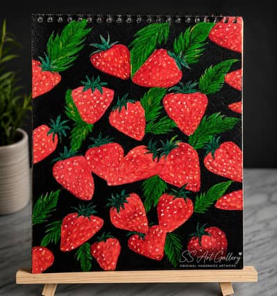 Original handmade still life acrylic painting |Strawberry |artwork