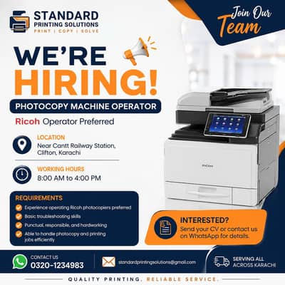 Photocopy Machine Operator Required