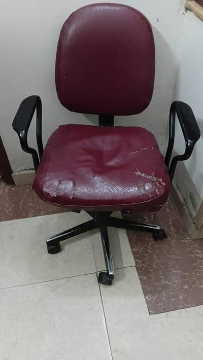 Maroon and Brown Revolving Office Chair