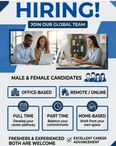 We are hiring males and females for online and office work.