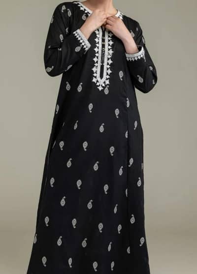 Longline Lawn Embroidered Kurta Shalwar Eastern Dress for Girls