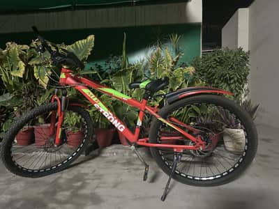MTB strong bicycle with 10 gears and disc breaks and shock absorbers