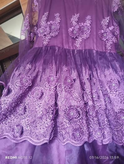 Purple Bridal Style Embroidered Net Frock | Formal wear | wedding
