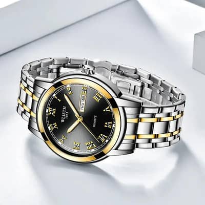 Business men's blue Dial quartz watch with luminous steel brand