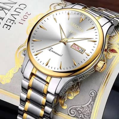 business men's waterproof quartz watch with luminous calendar