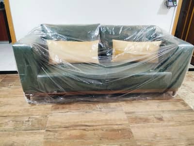 Dark Green Leatherite Sofa