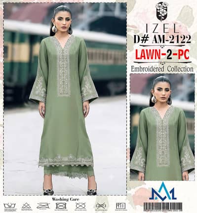 lawn 2 piece embroidered collection front full shirt heavy embroidered