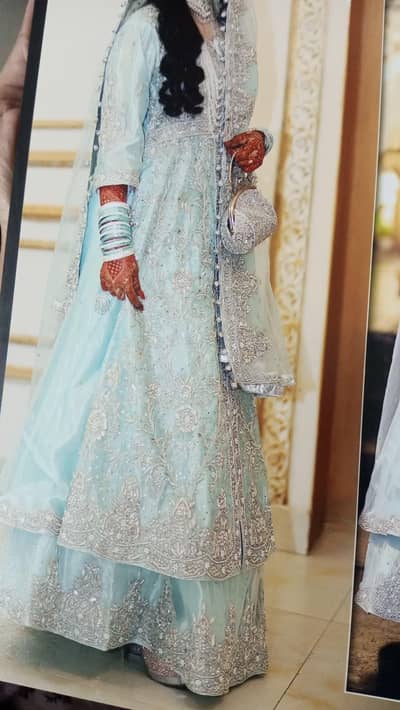 Beautiful walima maxi in ice blue color availble for sale .