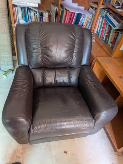 authentic leather recliner in good condition
