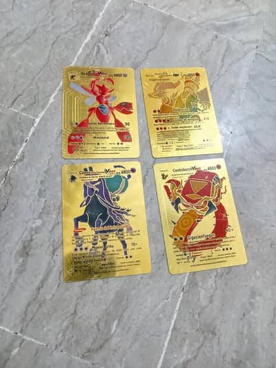 4 Gold Pokémon Plastic Cards – Excellent Condition