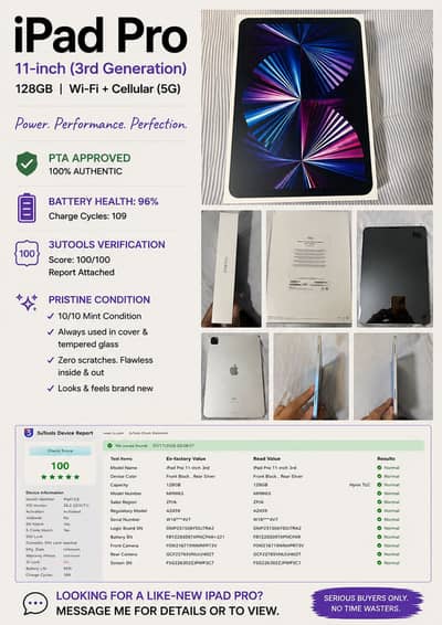 Apple Ipad Pro 11” (3rd Generation) M1 | 128GB| Wifi + Cellular PTA