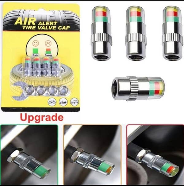Air Alert Tire Valve Caps – Smart Tire Pressure Warning Dust Covers (Set of 4) tire alert valve cap