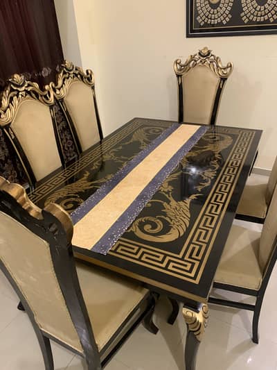 Dinning Table 7x4 Feet, 6 Crown Chairs