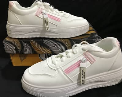 Brand New White & Pink Casual Sneakers for Women | Size 39 | With Box