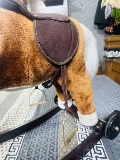 Large Kids Rocking Horse with Saddle & Stirrups - Wooden Base