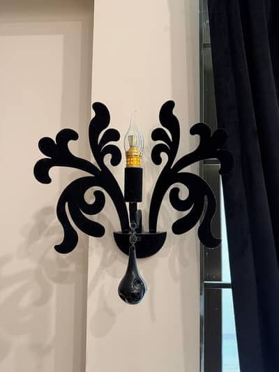 Modern Black Chandelier with 2 Matching Wall Lights