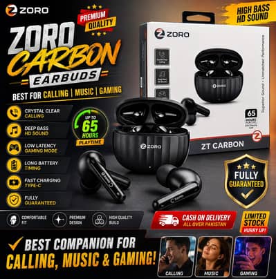Zoro Carbon Earbuds  best for calling music gaming Free COD