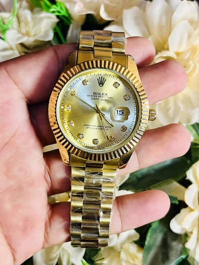 Rolex Datejust Style Gold Wrist Watch