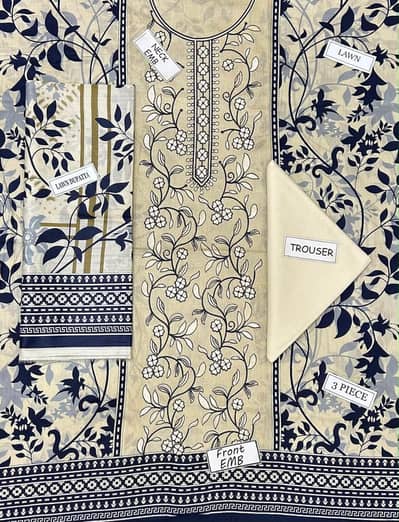 Lawn Embroidry 3 piece suit