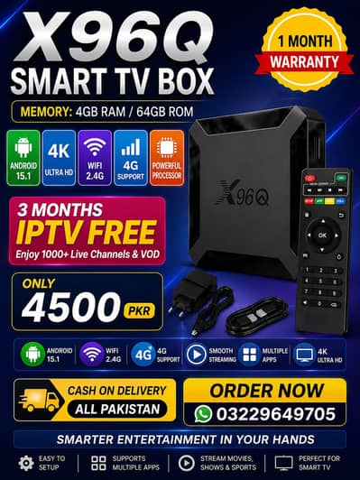 X96Q Smart TV Box 4GB RAM 64GB ROM 4K Ultra HD | 3 Months Free IPTV